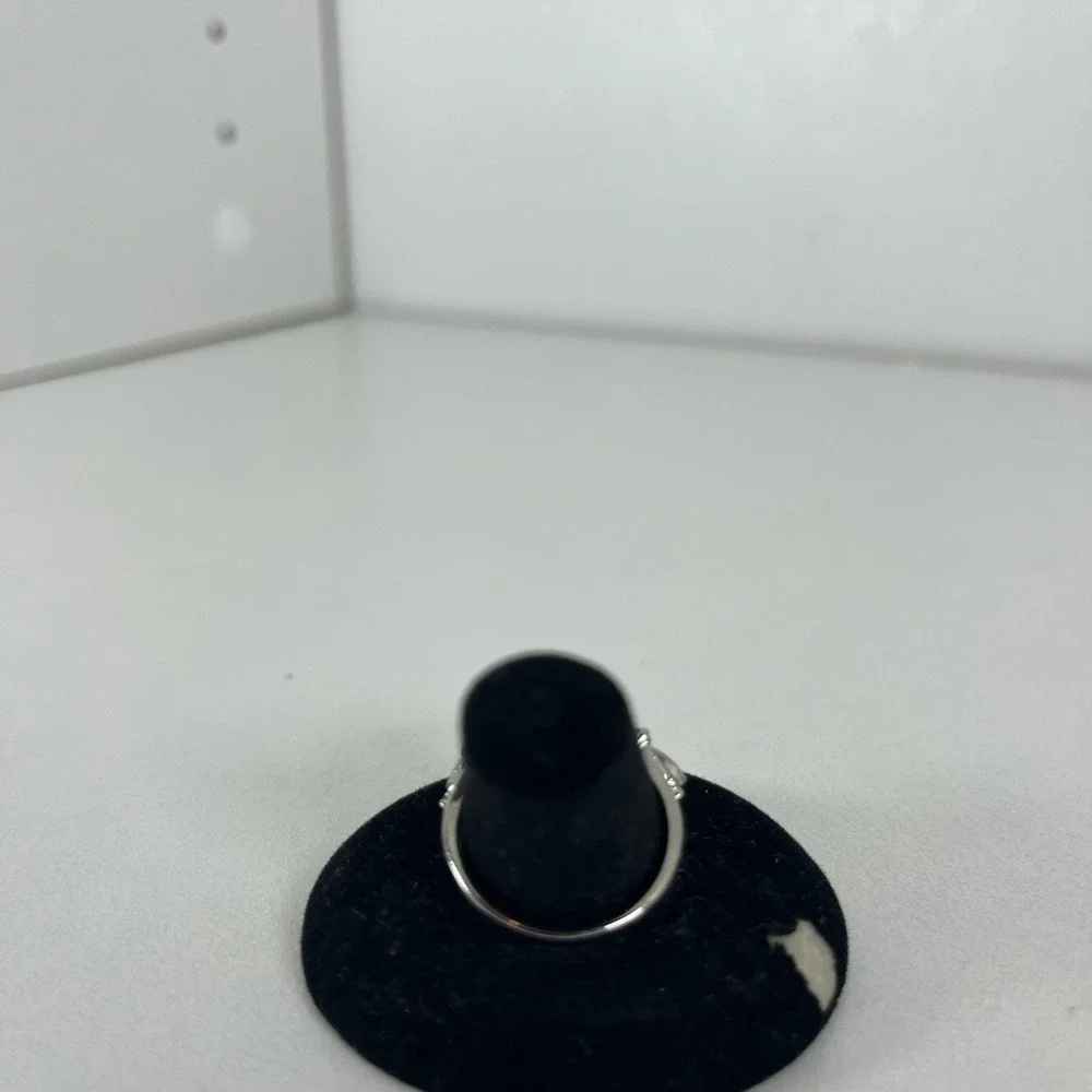 Silver Tone White Skull Ring Black Crystal Crown Gothic Statement Jewelry‎